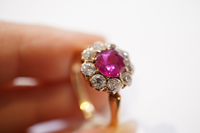 A fine ruby and diamond ring, circa 1900